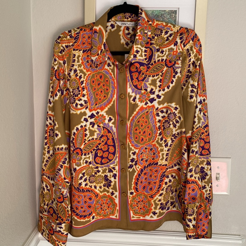 Zara gold paisley top